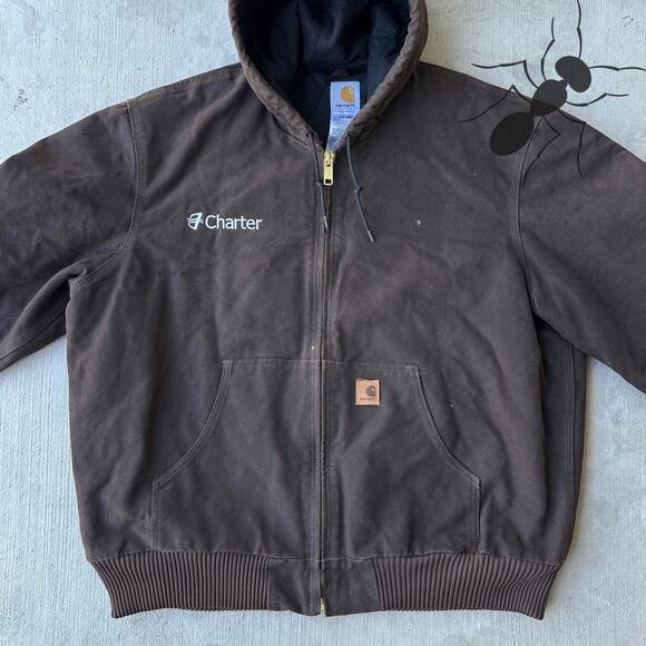 Vintage Y2K Carhartt J130 DKB brown hooded work wear jacket - Picture 3 of 8